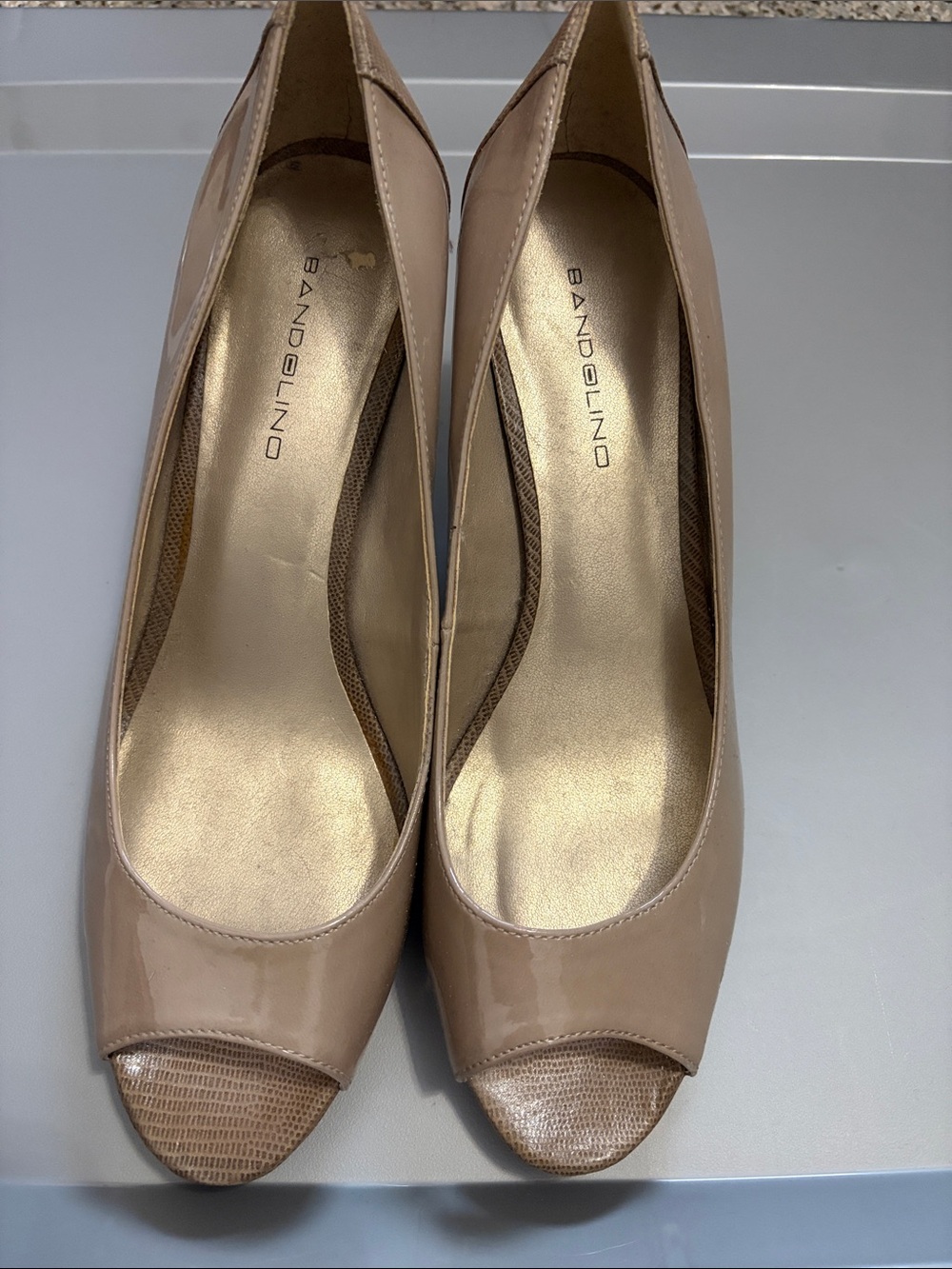 Bandolino Women's Nude Patent Peep-Toe Heels